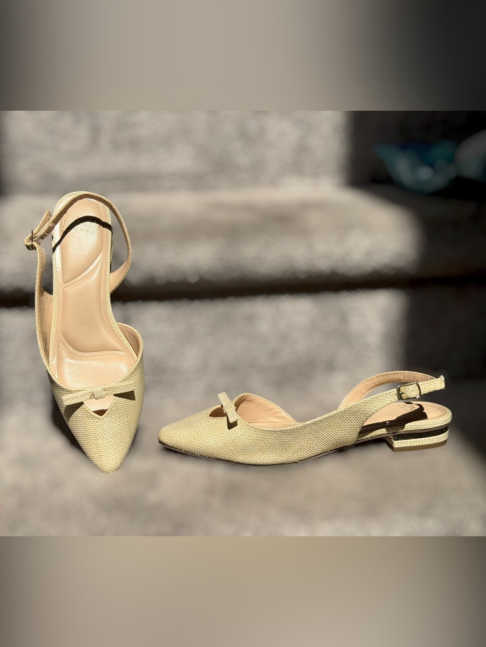 Jones New York Slingback Flats Pointed Toe Bow Balletcore Coquette Feminine